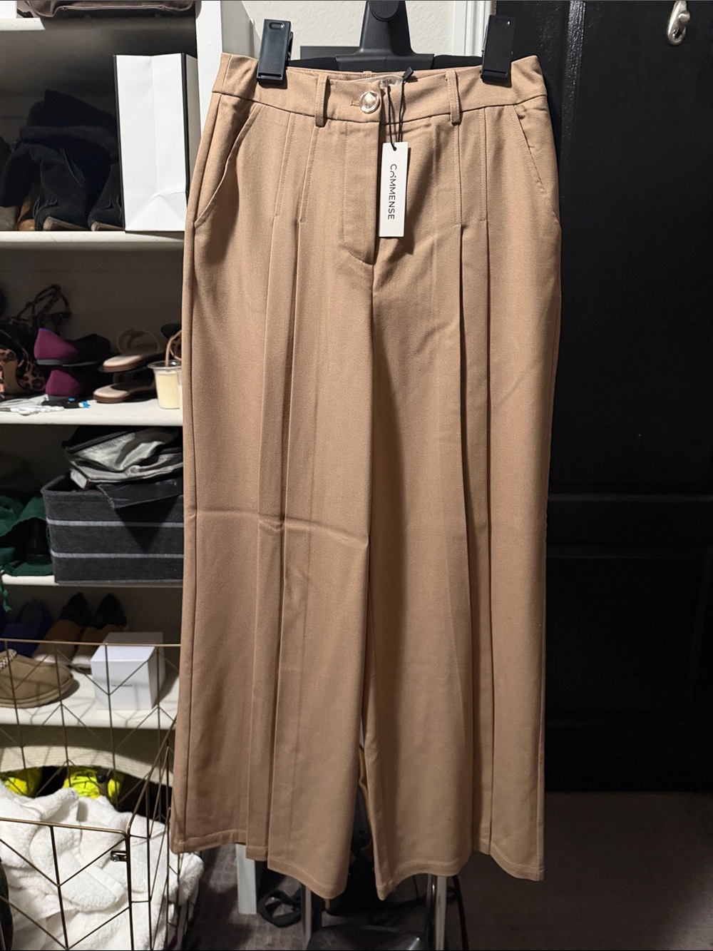NWT Commense Pleated Wide-Leg Pants